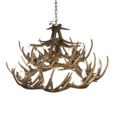 Whitetail Deer 24 Faux Antler Chandelier with Downlight*