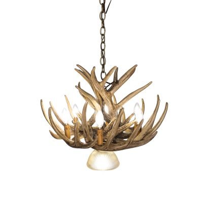 Whitetail Deer 9 Faux Antler Cascade Chandelier with 1 Downlight*