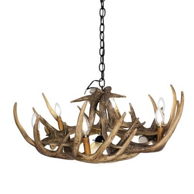 Whitetail Deer 9 Faux Antler Chandelier with Downlight*