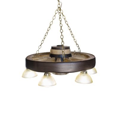 FAUX Small Wagon Wheel Chandelier With Downlights